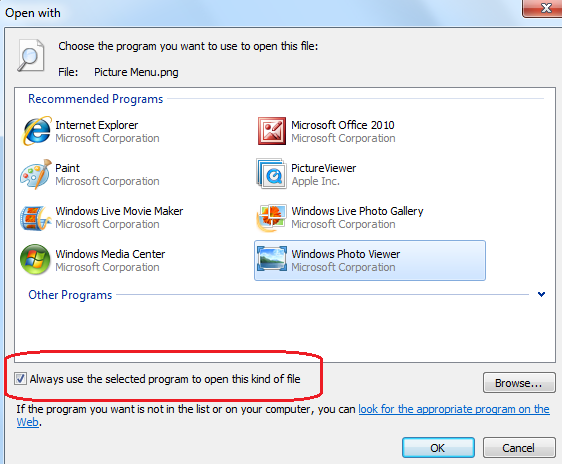 Set Default Program - Right Click Menu